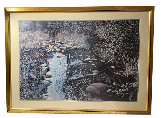 Large Print Of Creek/Foliage Matted And Framed Unsigned