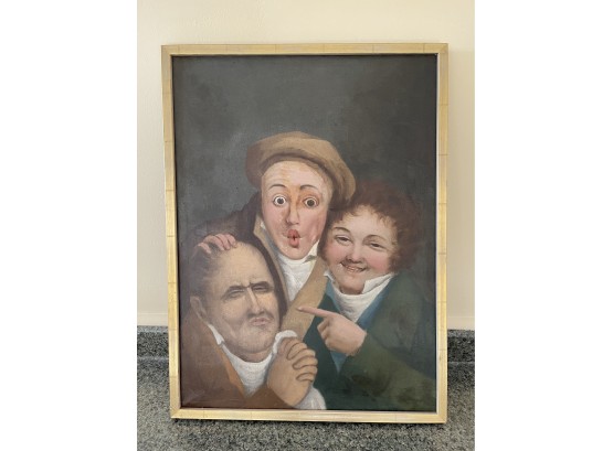 Unsigned Vintage Whimsical Portrait Of Three Men