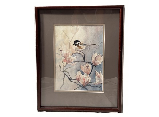 Debbie Hodson Original Watercolor Birds/Floral Signed Bottom Right