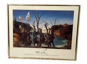 Dali Poster Swans Reflecting Elephants Framed