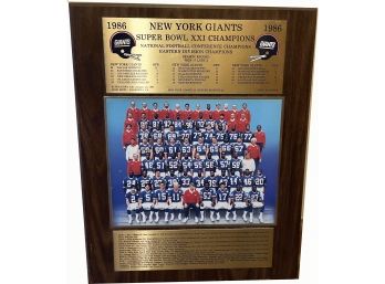 1986 Super Bowl XXI Championship NFL Giants Commemorative Plaque