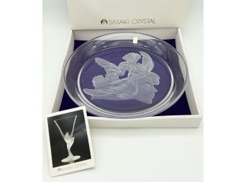 Sasaki Crystal 'Angel Dream' Etched Crystal Charger In Box Made In Japan