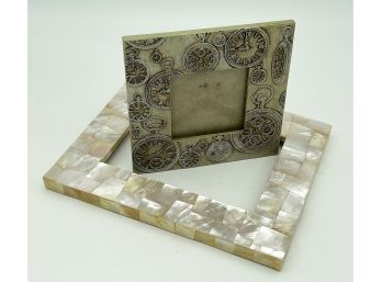 Shell And Clock Motif Picture Frames - Set Of 2