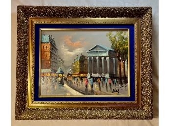 Antonio DeVity Original Oil Painting Of Paris Street Scene Signed And Stamped