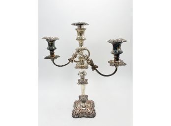 Pair Of Silver-plated Antique 3-tier Candle Sticks (Set Of 2)