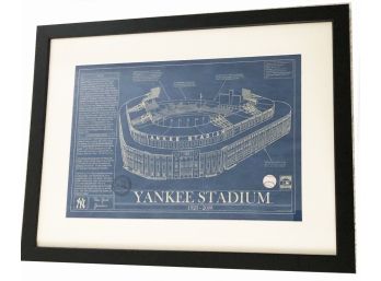 Yankee Stadium Blue Prints Poster Framed