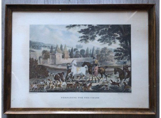 Preparing For The Chase Lithograph By R. Pollard Professionally Framed Vintage Artwork