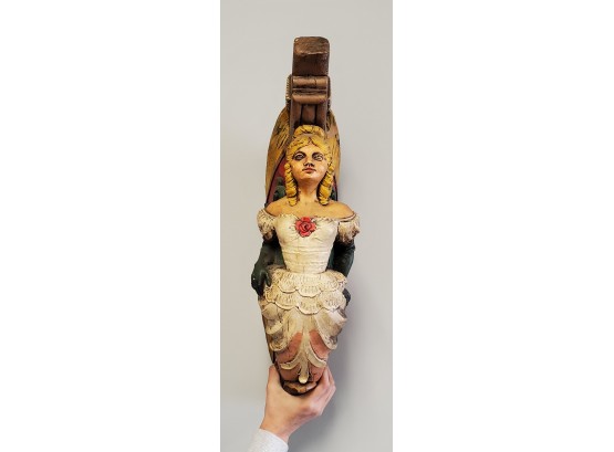 Vintage Art Piece Woman Figurehead - Wall Hanger Composite Construction And Painted
