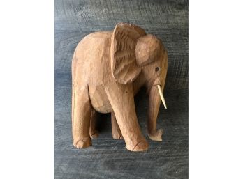 Magnificently Carved Solid Wood Elephant With Trunk, Tusk & Beautiful Detail!!!
