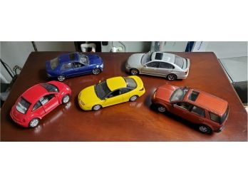 Lot Of Five Toy Car Models With Moving Doors, Hoods, Trunks, Steering & Front Wheels