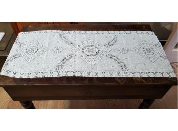 Vintage Hand- Made Linens -White Center Runner Lace 50' X 16'
