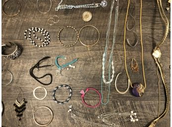 Lot Of Costume Jewelry: Necklaces, Bracelets, Earrings, Gems, Chains, And More!!!