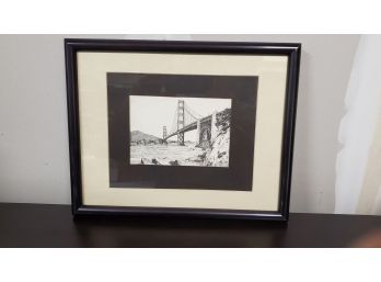 Print Of An Ink Etching By Artist Wylog Fong Of The Golden Gate Bridge In San Francisco, Calif.