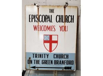 Vintage Branford, CT 2-sided Metal Church Sign. It Was Time For A New Replacement