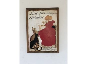 Vintage French Art Printed On Wood - 1970s