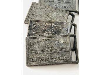 Lot Of Four Distressed Belt Buckles - Colorado Penitentiary