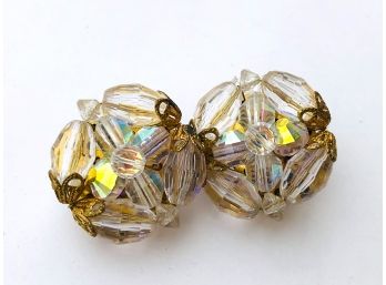 Lot Of Two Mid Century Clip On Sparkle Earrings