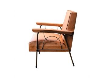 Mid Century Vinyl Chair - Orange  Ish Color ( Some Distress)