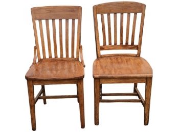 Two Oak School Chairs