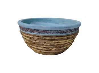 Light Blue Heavy Ceramic Pot Wrapped In Twine - Expensive