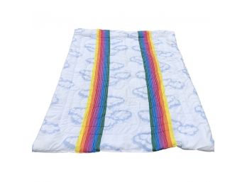 Rainbow Cloud Twin Bed Comforter Or Blanket - Early 1990s