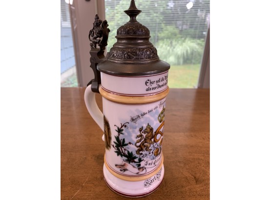 German Stein With Pewter Lid And Lithophane