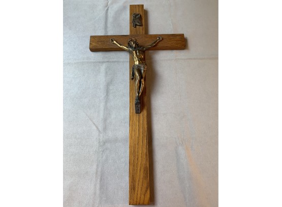 Vintage Church Size Oak Crucifix