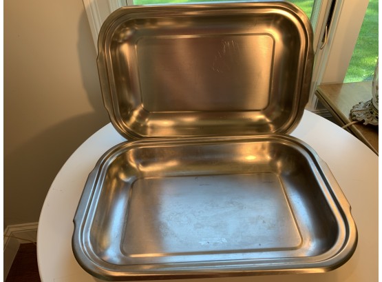 Two Vintage Over-sized Farberware Stainless Steel Baking Trays