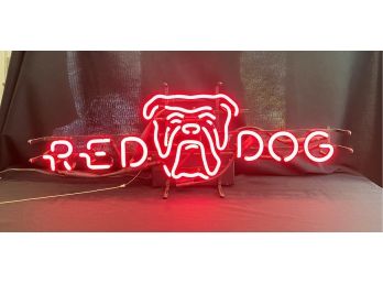 Red Dog Neon Bar Sign - Working Condition