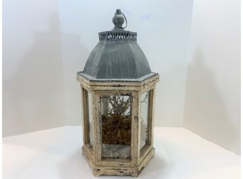 Decorative Rustic Wood & Glass Lantern