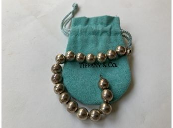 Tiffany & Co. Sterling Silver Bead Bracelet With Pouch