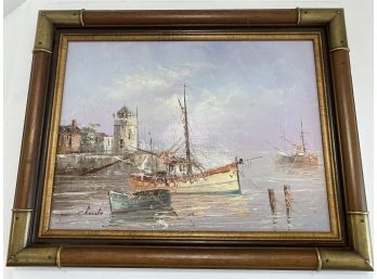 Christo Oil On Canvas Wharf Scene
