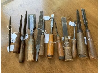 Collection Of Wood Working Tools, Rasps And Chisels