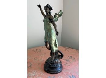 Art Nouveau Style Bronze Figure Of A Woman After Julien Causse