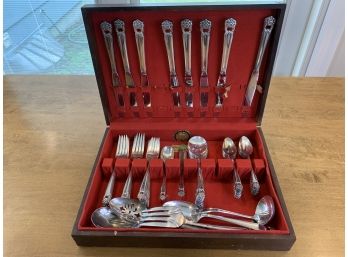 1847 Rogers Bros. Silver Plate Eternally Yours Service For 8 With Serving Pieces & Case