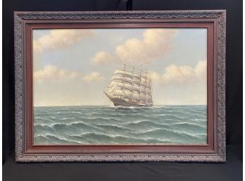 C. Brusse Oil On Canvas Ship At Sea