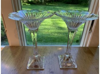 Pair Of 13' Tall Cristal De Plomb Compotes - Made In USA