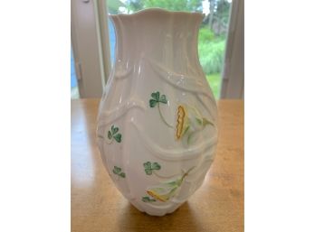 Belleek Vase With Shamrocks & Daffodils