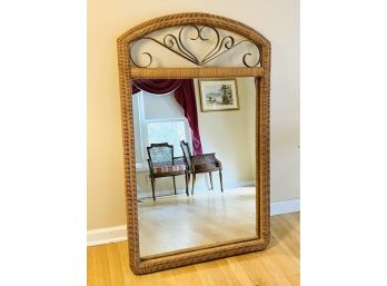 Gorgeous Large French Rattan Mirror ( 29 X 47 )