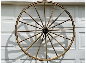 Large Antique Wooden Wagon Wheel