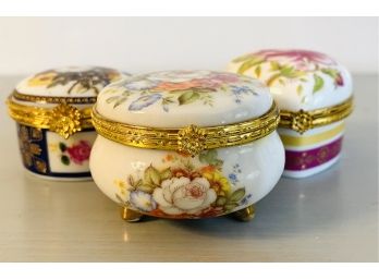Trio Of Limoges Style Trinket Boxes