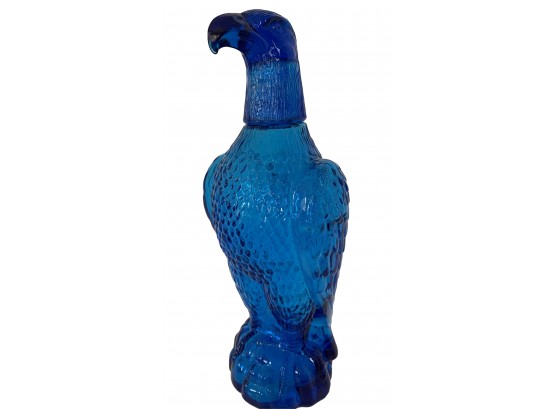 Gorgeous 11' Tall Vtg Blue Glass Eagle Decanter With Shot Glass Head
