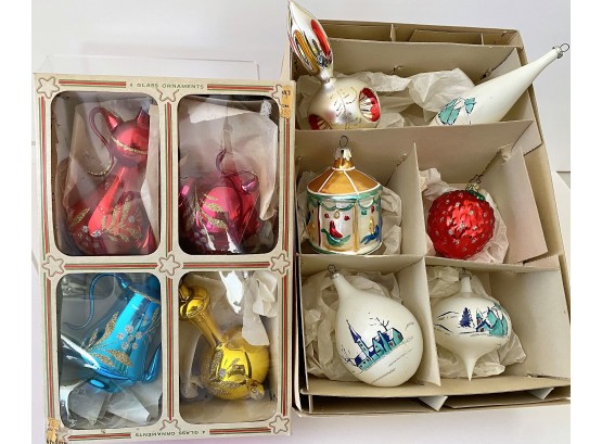 Lot Of 2 Boxes - Vintage International Ornaments - Italy, Poland, Germany, Colombia ( See Description)