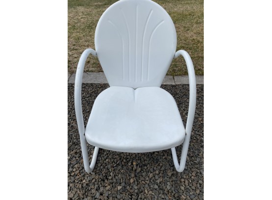 ORIGINAL 1950'S Era White Metal Shell Back Bouncer Used Only On Indoor Porch Original Paint ( See Description)