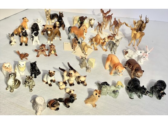 FABULOUS Lot Of 53 Miniature Bone China (includes 2 German Plastic Moose!) Animal Figurines Some Families