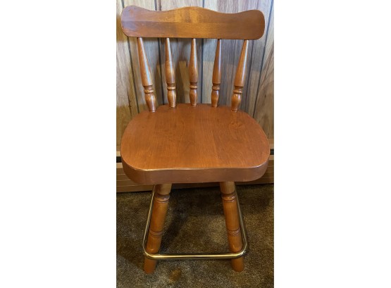 Vintage Wood Swivel Bar Stool 31 In. H X 16 In. W X 15 In. Depth Great Condition
