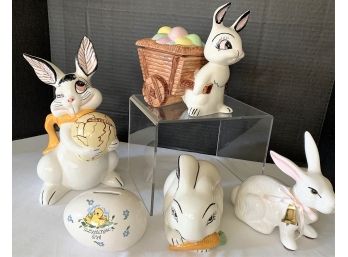 Adorable Vintage Bunny Lot 5 Items- Including Holland Mold And Midwest (see Description)