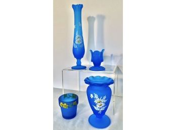 Lot Of 4 Westmoreland  And Other Blue Decorative Items