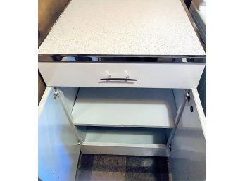 MCM White Formica Top Metal Kitchen Storage Cabinet With Drawer 24 In. X 20 In. X 38' H Great Condition