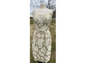 1950 Era Gold Brocade Cocktail Dress Matching Jacket By Mardi Gras Of N.Y. Read's Fairfield Room Size 16